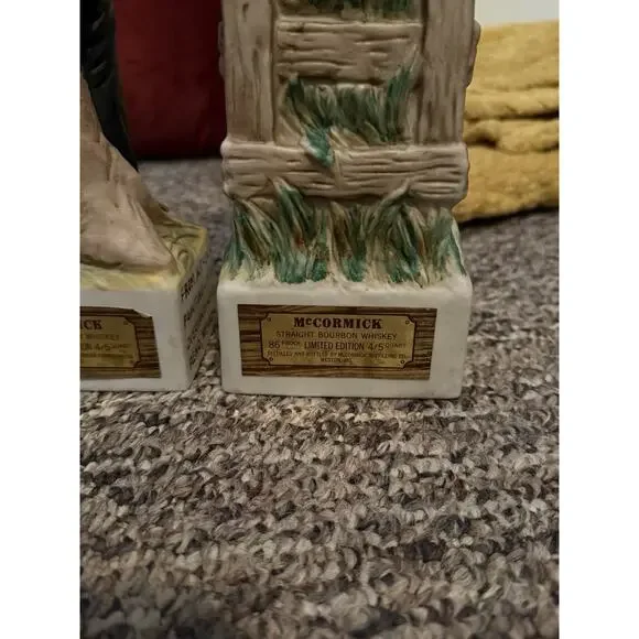 Vintage McCormick Whiskey Decanter Lot Jesse James Wyatt Earp Western Empty